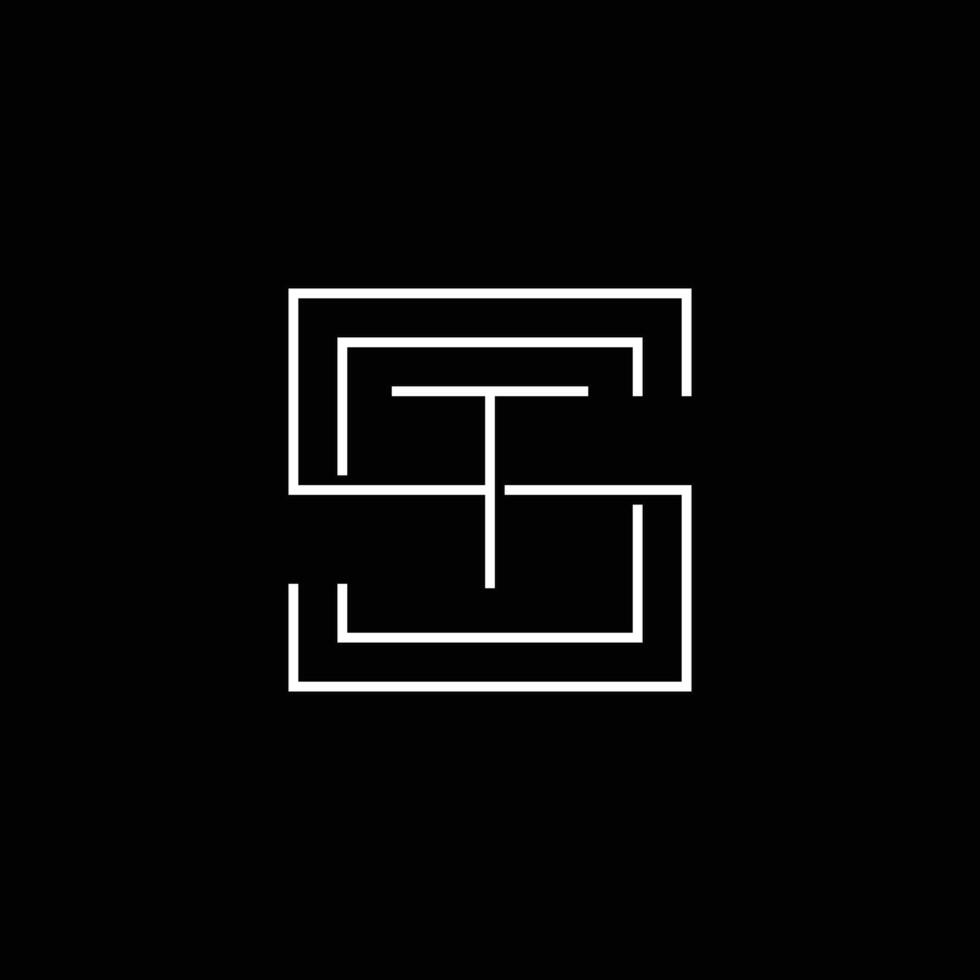 monogram rektangulär brev s och t logotyp vektor