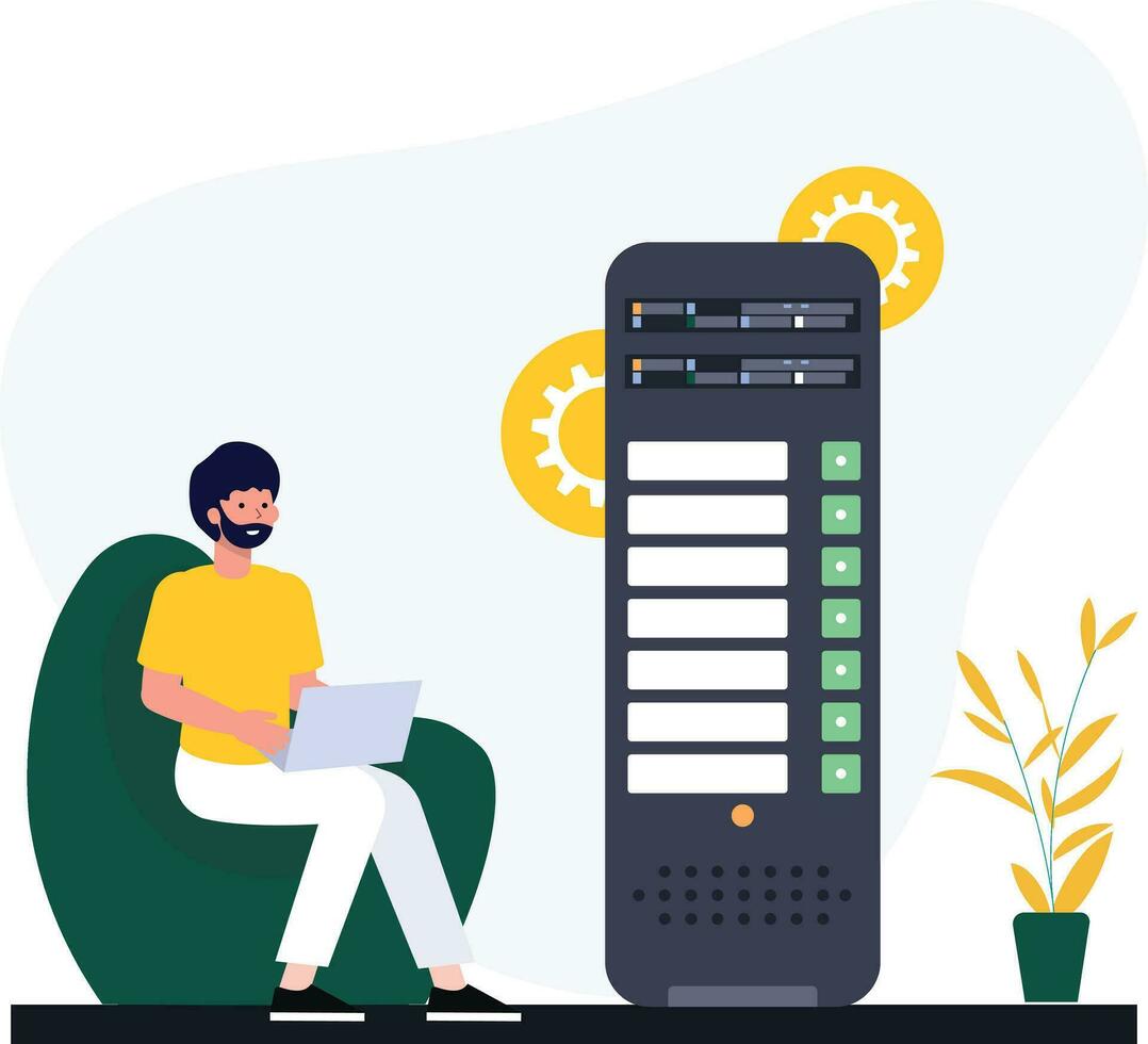 människor arbetssätt på server vektor