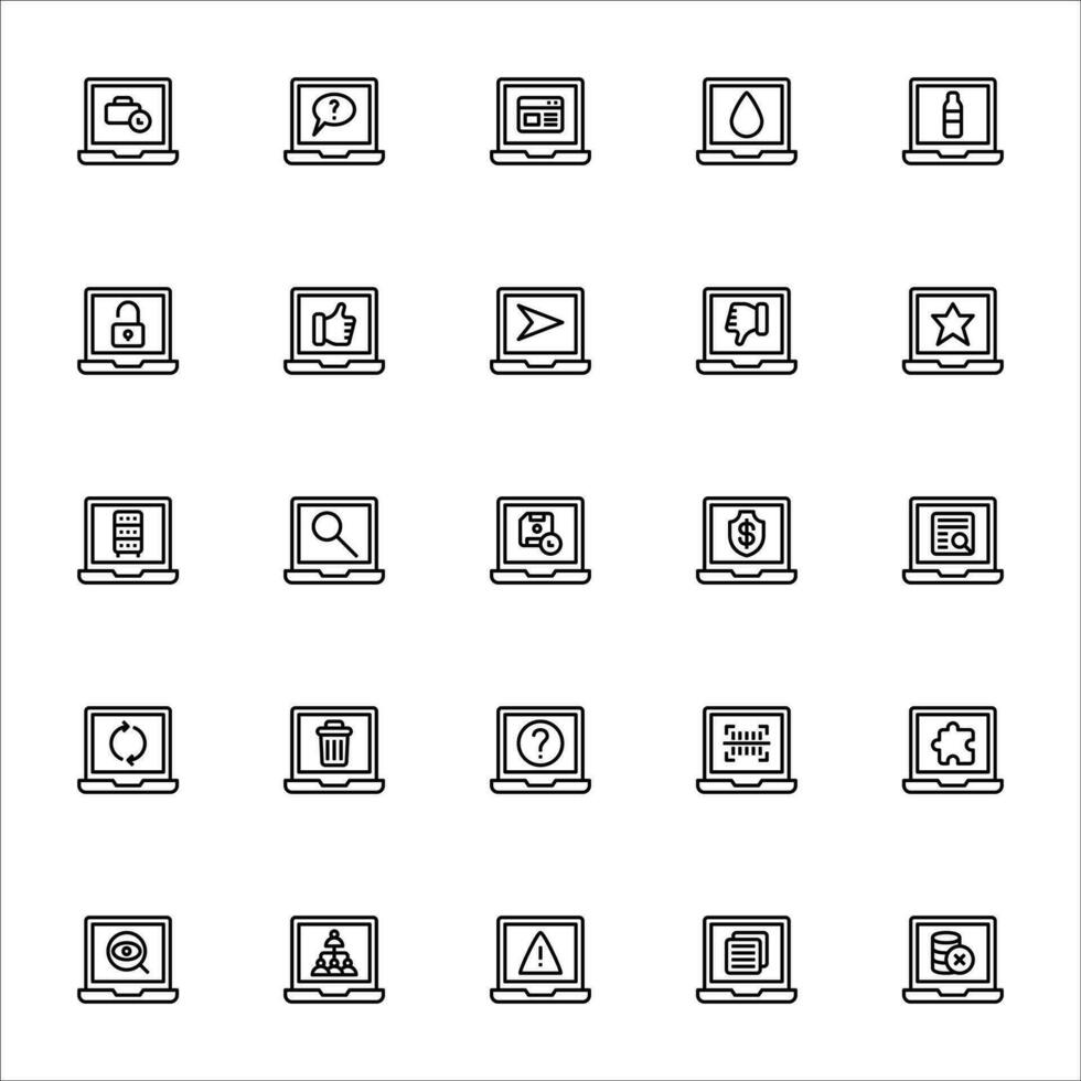 app bärbar dator ikon uppsättning. linje ikon samling. som innehåller ikoner. vektor
