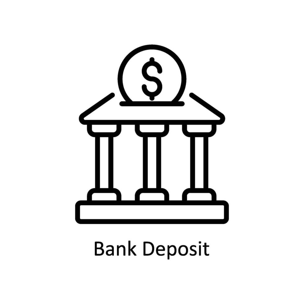 Bank deposition vektor översikt ikon design illustration. företag och förvaltning symbol på vit bakgrund eps 10 fil