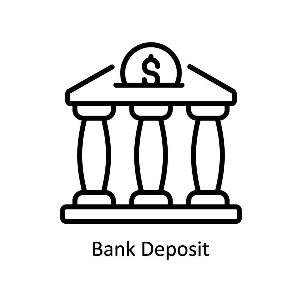 Bank deposition vektor översikt ikon design illustration. företag och förvaltning symbol på vit bakgrund eps 10 fil