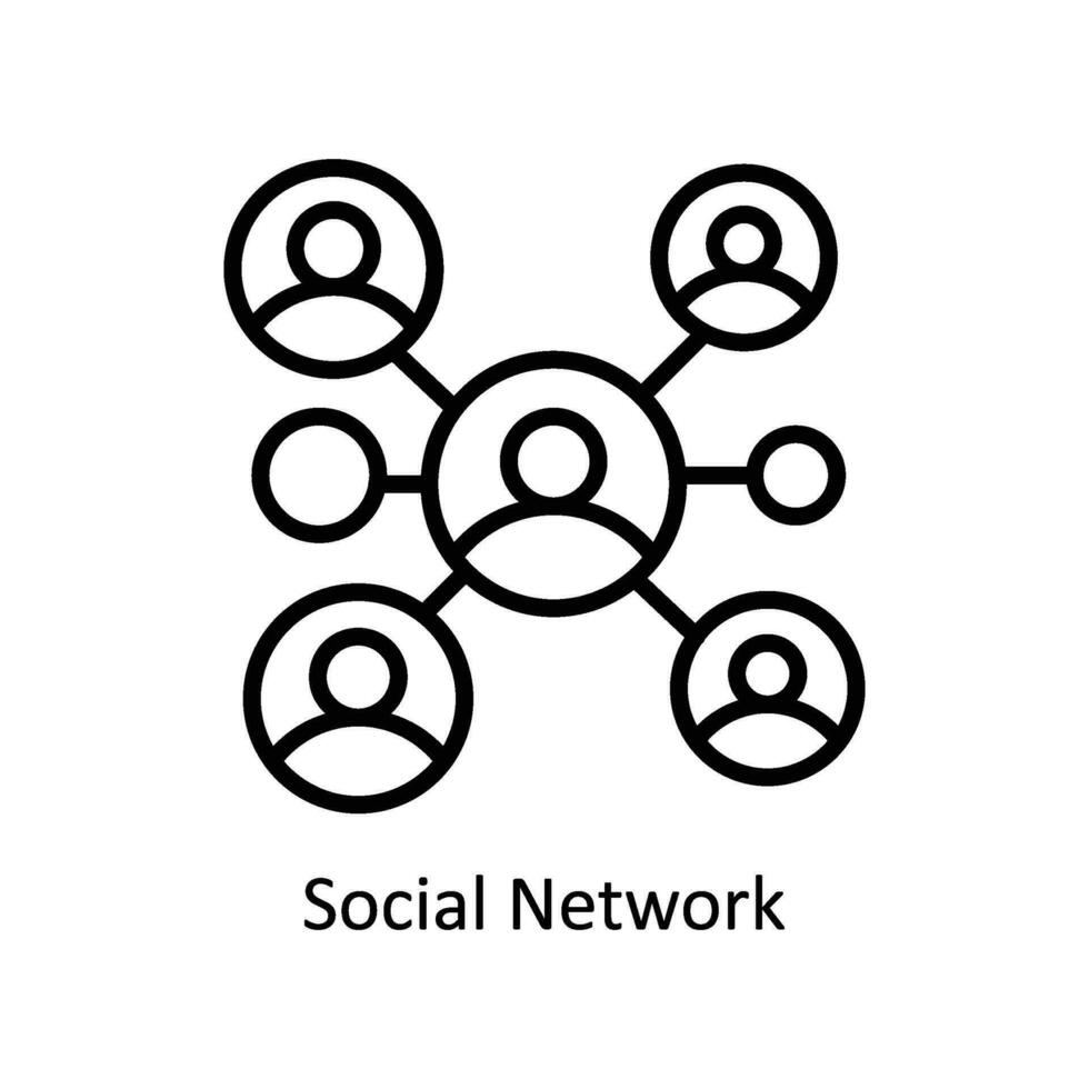 Sozial Netzwerk Vektor Gliederung Symbol Design Illustration. Geschäft und Verwaltung Symbol auf Weiß Hintergrund eps 10 Datei