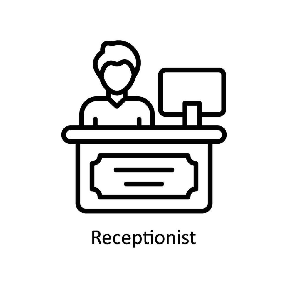 receptionist vektor översikt ikon design illustration. företag och förvaltning symbol på vit bakgrund eps 10 fil