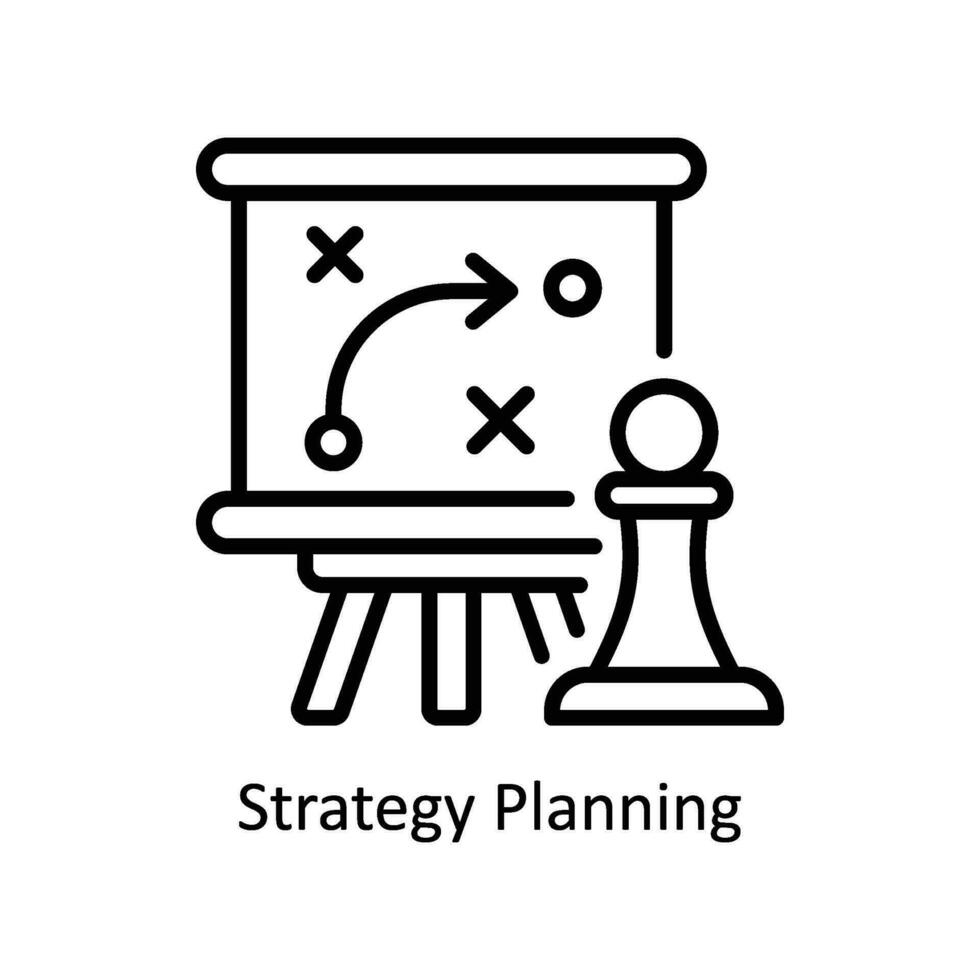 strategi planera vektor översikt ikon design illustration. företag och förvaltning symbol på vit bakgrund eps 10 fil