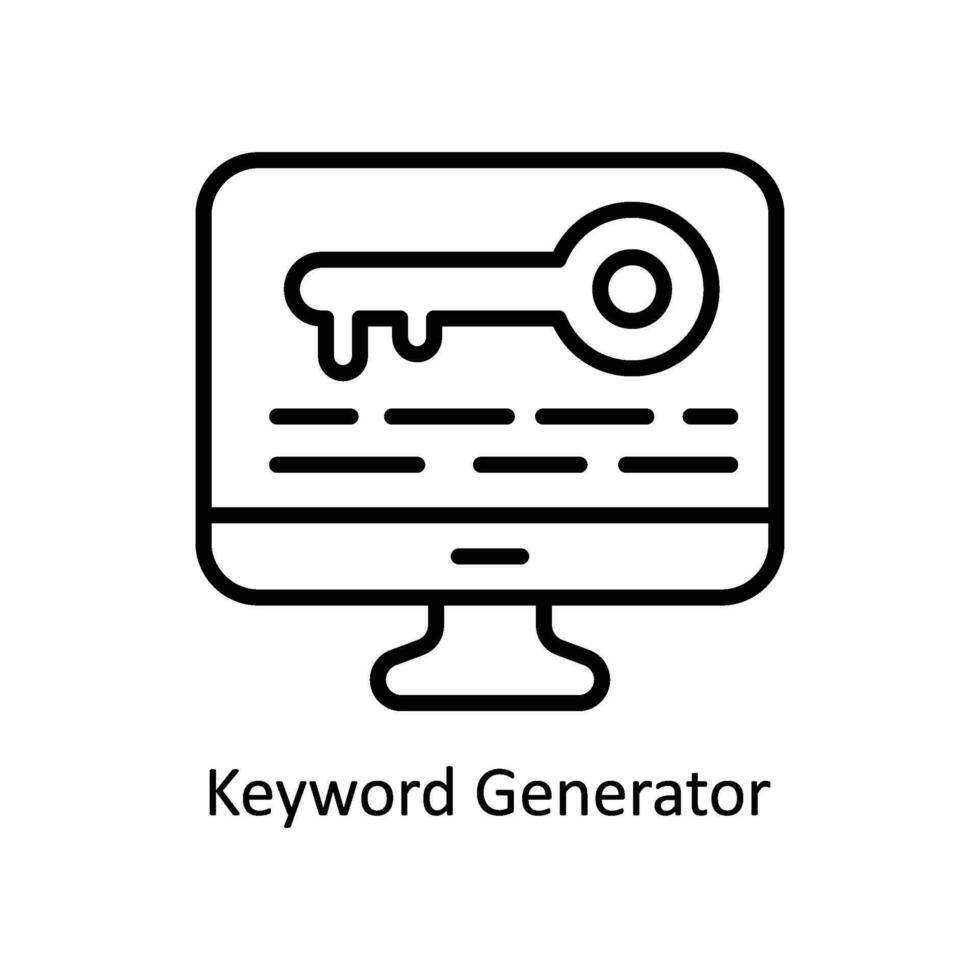 nyckelord generator vektor översikt ikon design illustration. företag och förvaltning symbol på vit bakgrund eps 10 fil