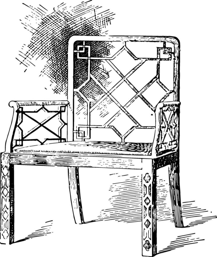 chippendale kinesisk stol årgång illustration vektor