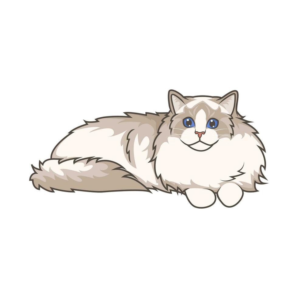 Upptäck förtjusande ragdoll kattungar. dessa hög kvalitet illustrationer utstrålar söthet, perfekt för husdjursrelaterad mönster. enkel illustration av ragdoll katt. eps10 vektor