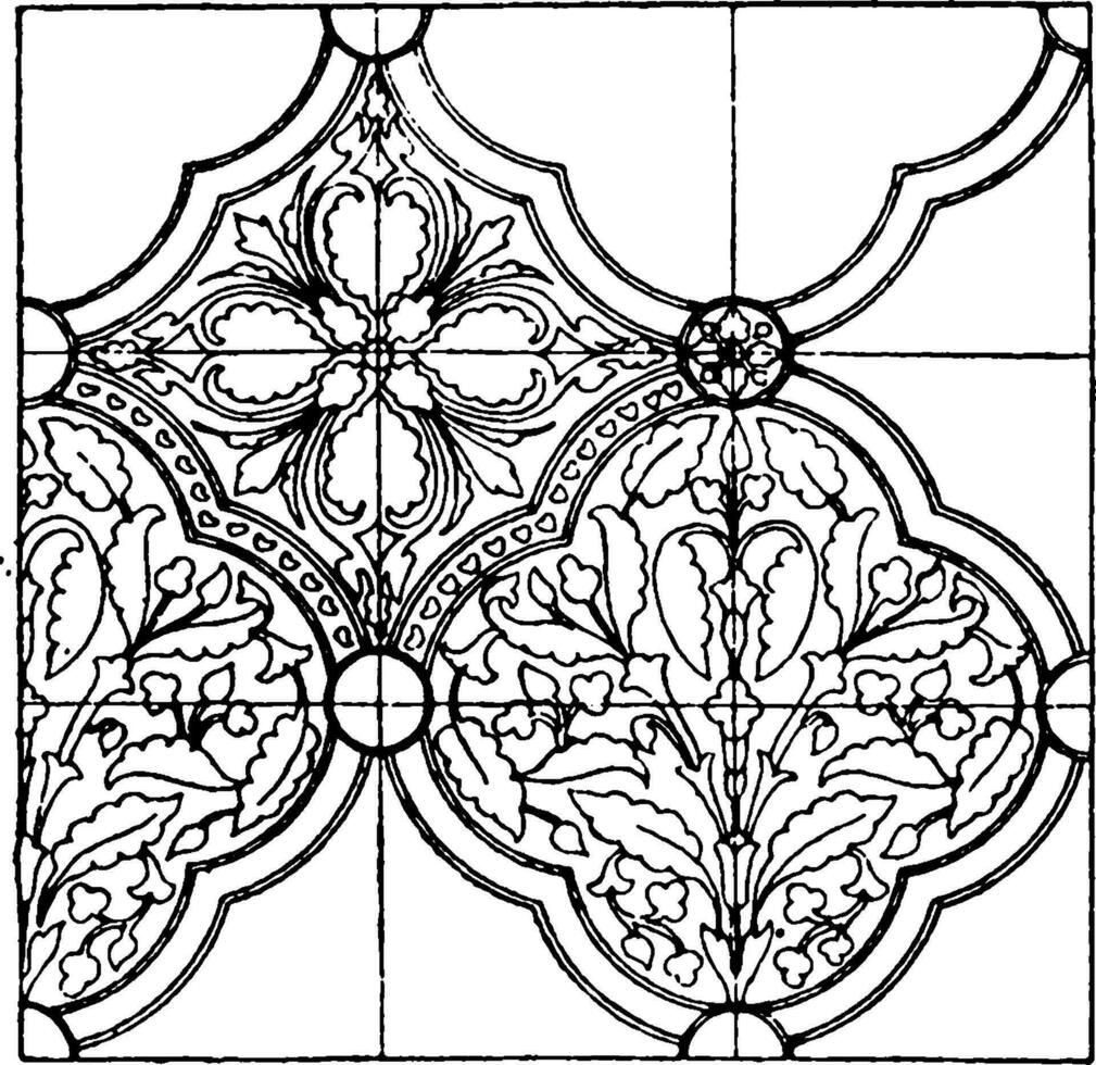 medeltida textil- mönster är en rikt broderad mönster, årgång gravyr. vektor