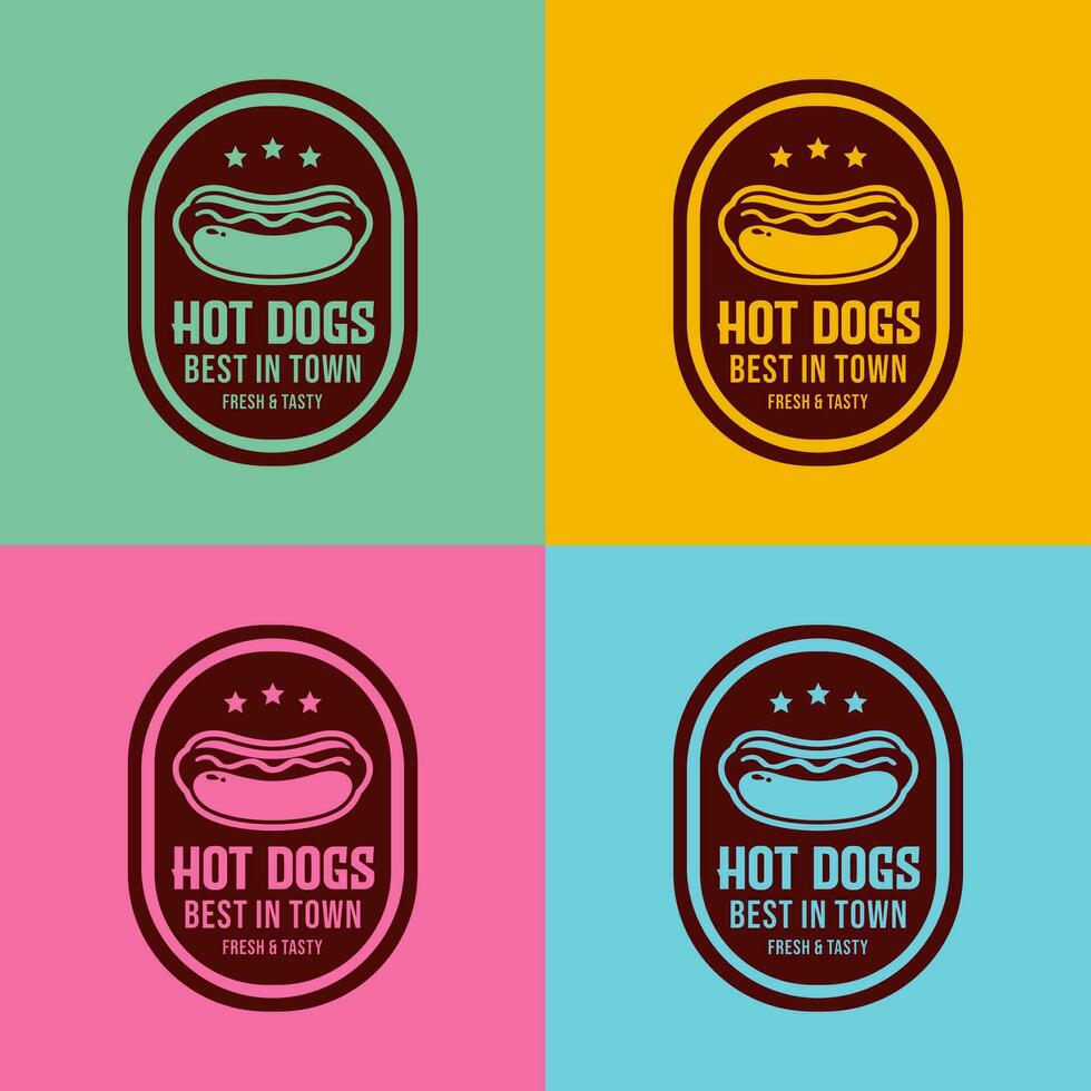 frisch und lecker Logo heiß Hunde Farbe Design vektor