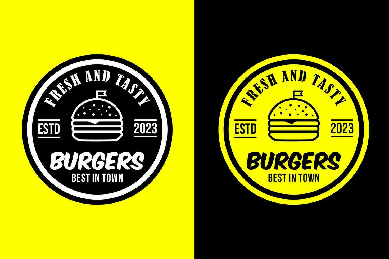 Burger Logo Vektor Kunst Design frisch und lecker