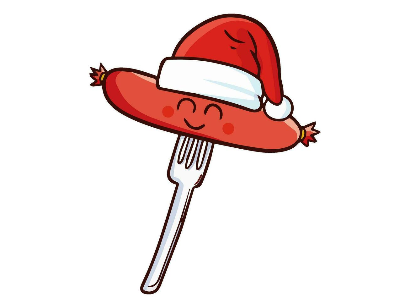 ein Karikatur Essen mit ein Santa Hut vektor