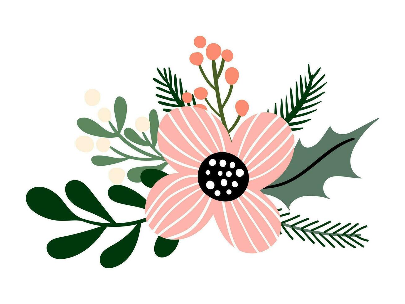 blommig jul illustration samling vektor