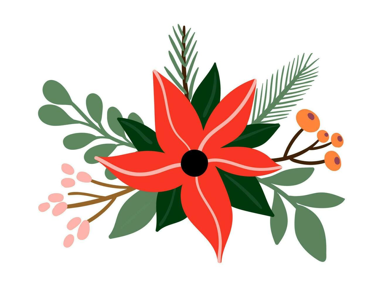 blommig jul illustration samling vektor