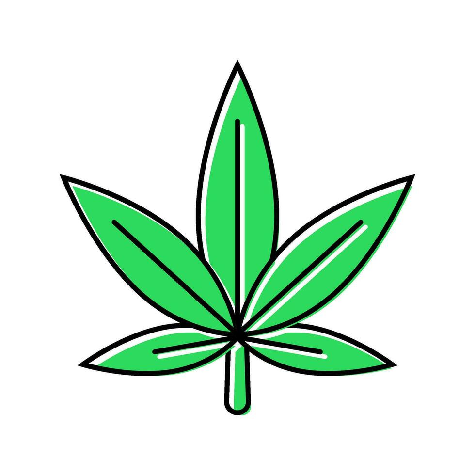 Cannabis Pflanze Blatt Gras Hanf Farbe Symbol Vektor Illustration