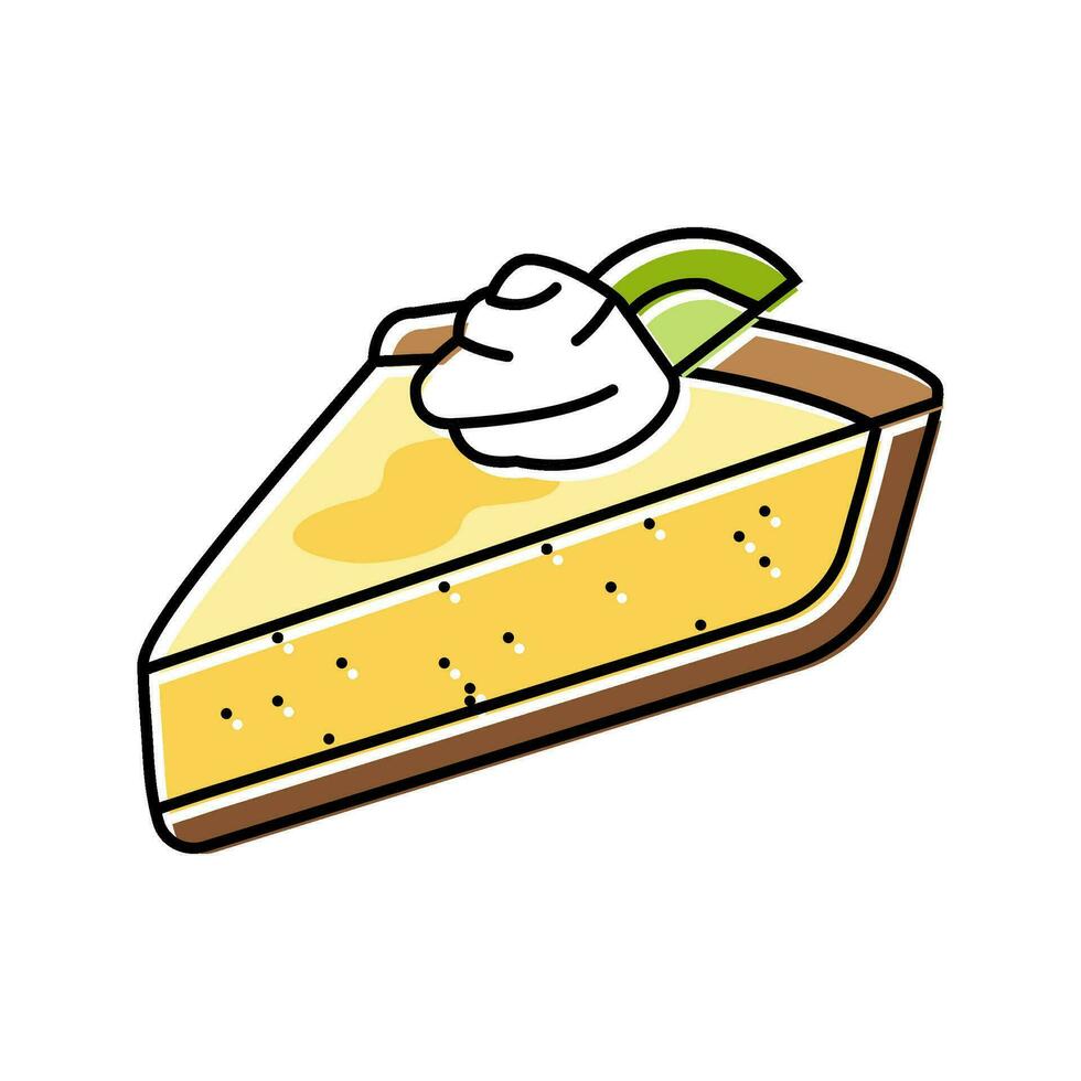 Schlüssel Limette Kuchen Scheibe Süss Essen Farbe Symbol Vektor Illustration