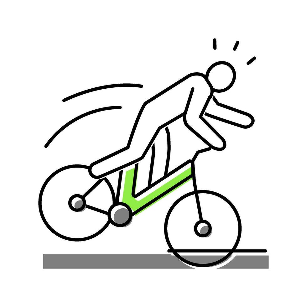 fallen Fahrrad Mann Unfall Farbe Symbol Vektor Illustration