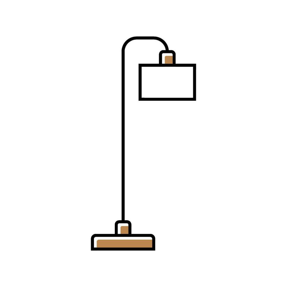 Lampe Fußboden Schlafzimmer Innere Farbe Symbol Vektor Illustration