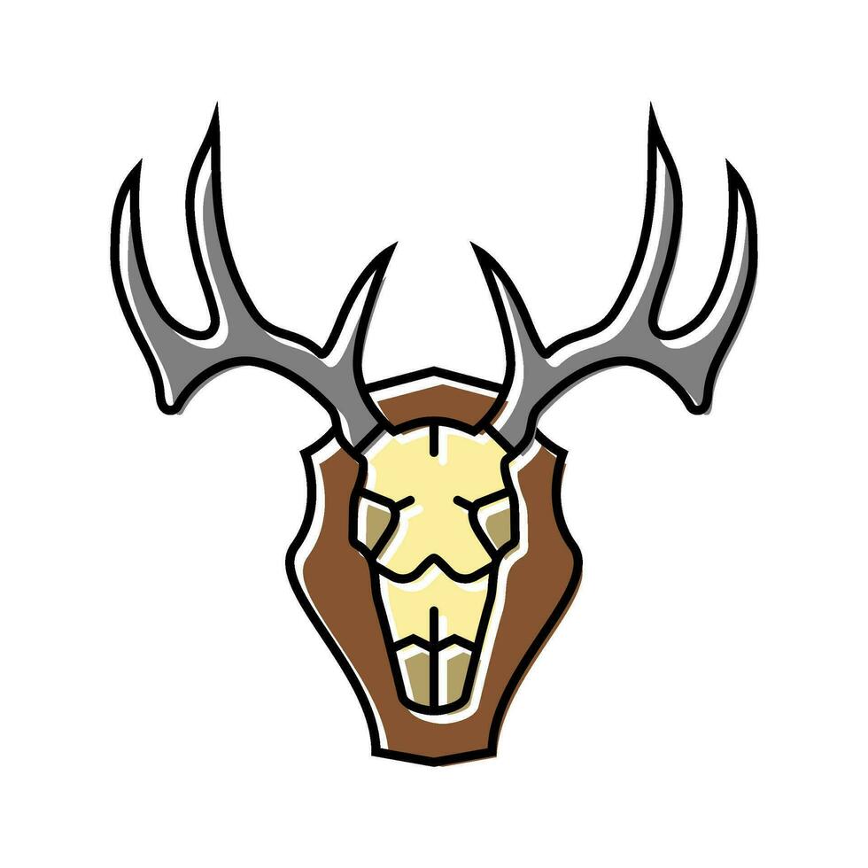 skalle rådjur horn djur- Färg ikon vektor illustration