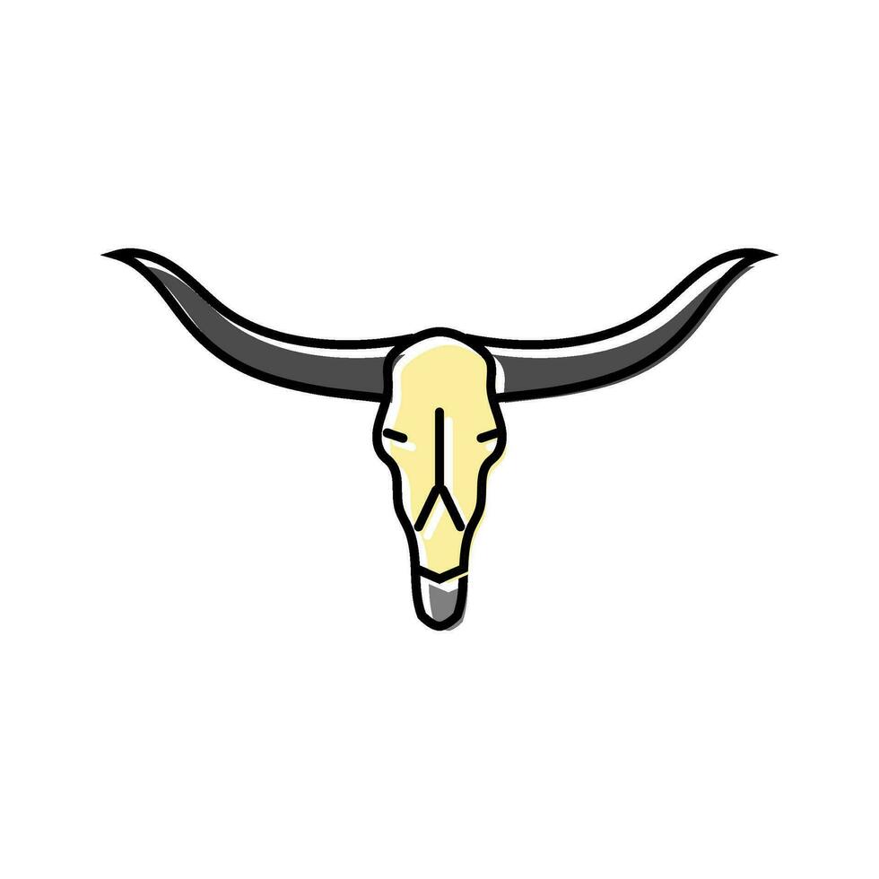 longhorn skalle horn djur- Färg ikon vektor illustration