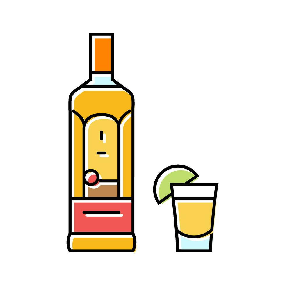 Tequila trinken Flasche Farbe Symbol Vektor Illustration