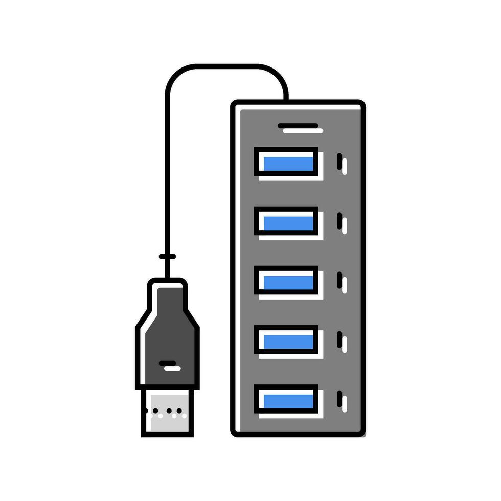 USB Nabe Zuhause Büro Farbe Symbol Vektor Illustration