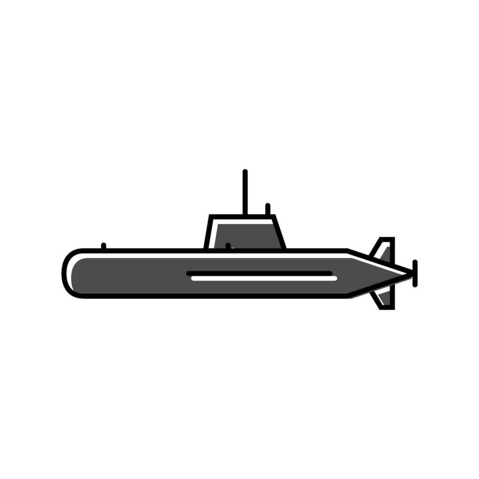U-Boot Waffe Krieg Farbe Symbol Vektor Illustration