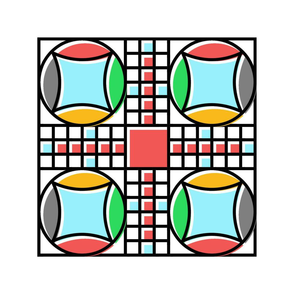 pachisi Tafel und Stücke Farbe Symbol Vektor Illustration