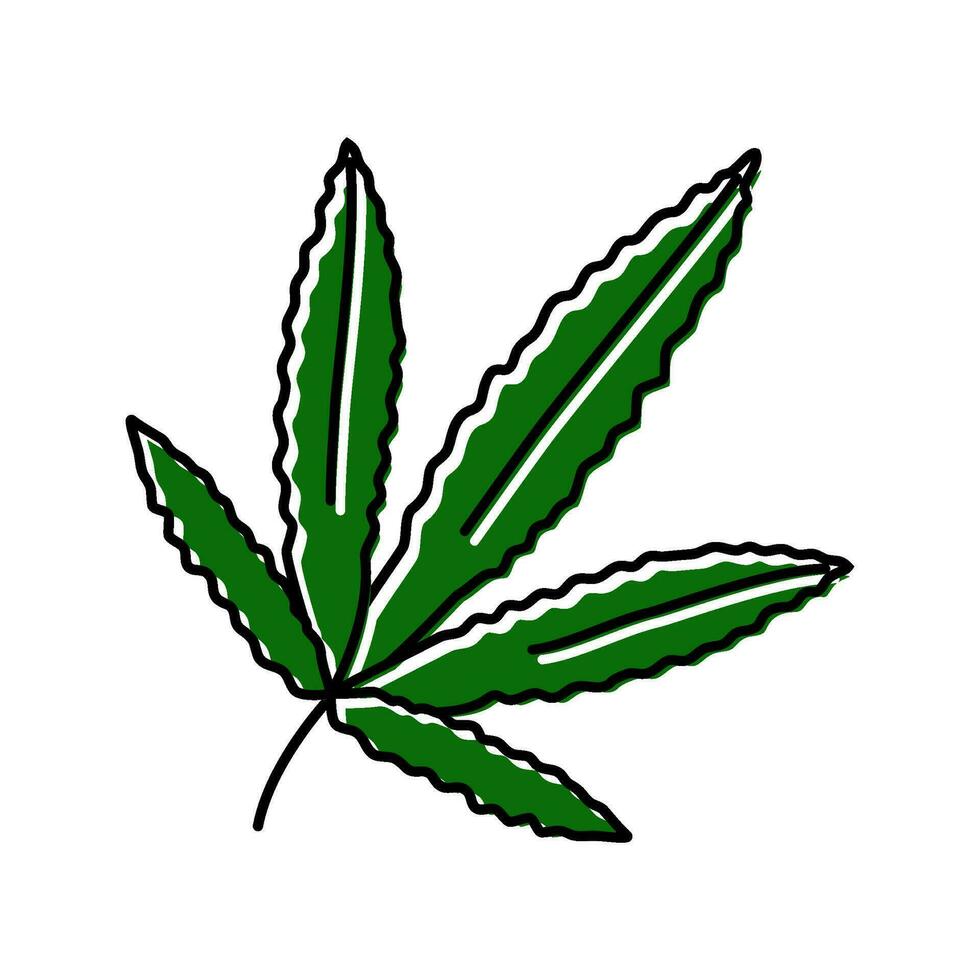 Cannabis Pflanze Blatt Gras Farbe Symbol Vektor Illustration