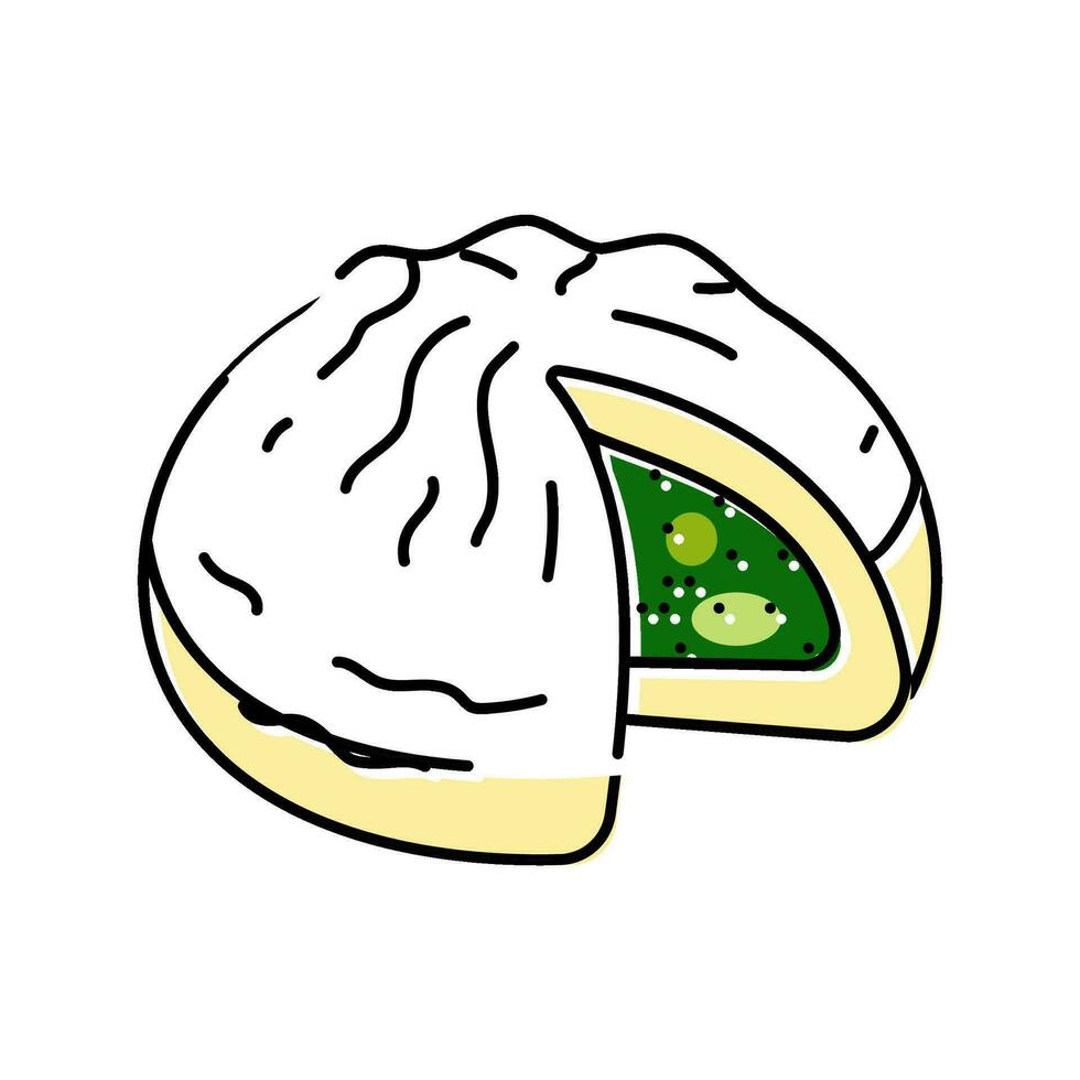 Vegetarisch Brötchen Essen Mahlzeit Farbe Symbol Vektor Illustration