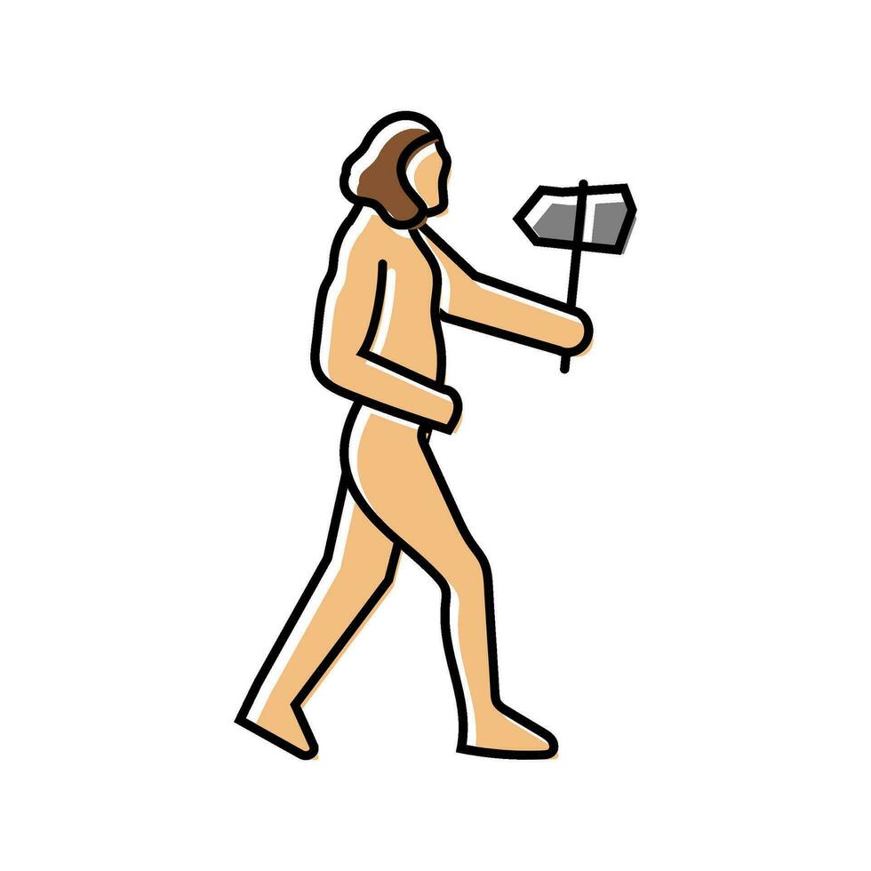 Neandertaler Mensch Evolution Farbe Symbol Vektor Illustration