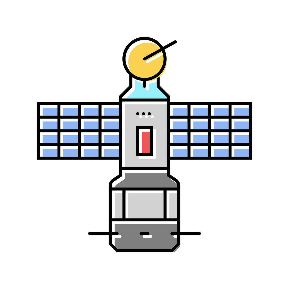 Satellit Technologie Luftfahrt Ingenieur Farbe Symbol Vektor Illustration