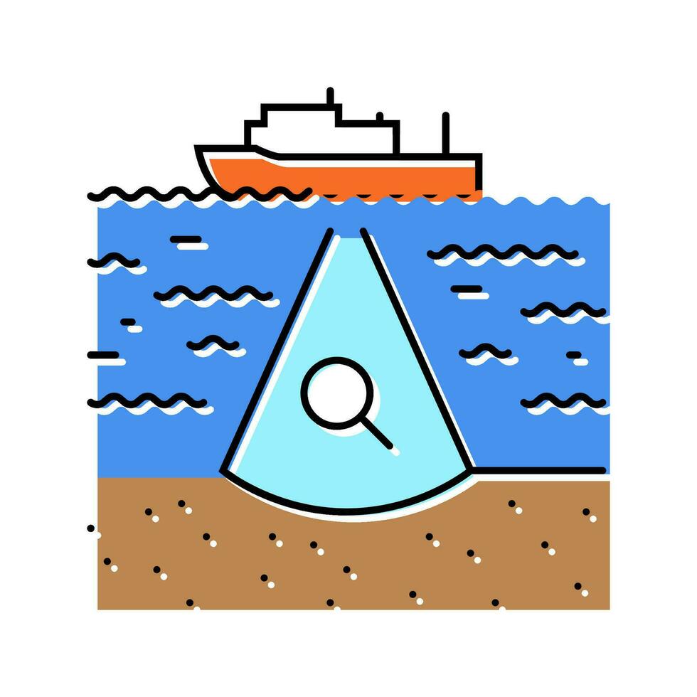 havsbotten undersökning petroleum ingenjör Färg ikon vektor illustration
