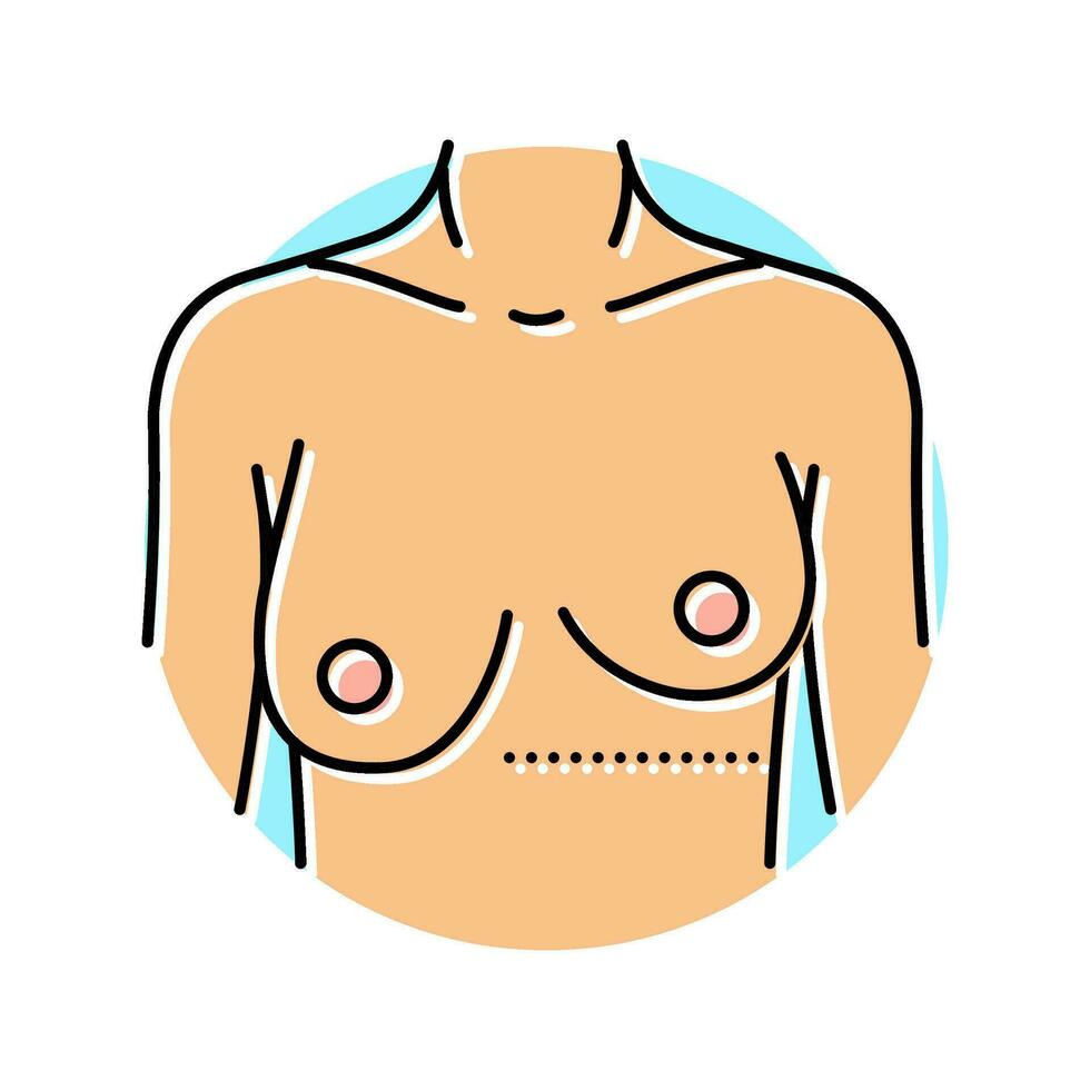 bröst asymmetri kirurgi Färg ikon vektor illustration