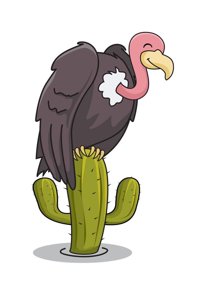 Geier Vogel bei Kaktus Illustrationen Cartoon vektor