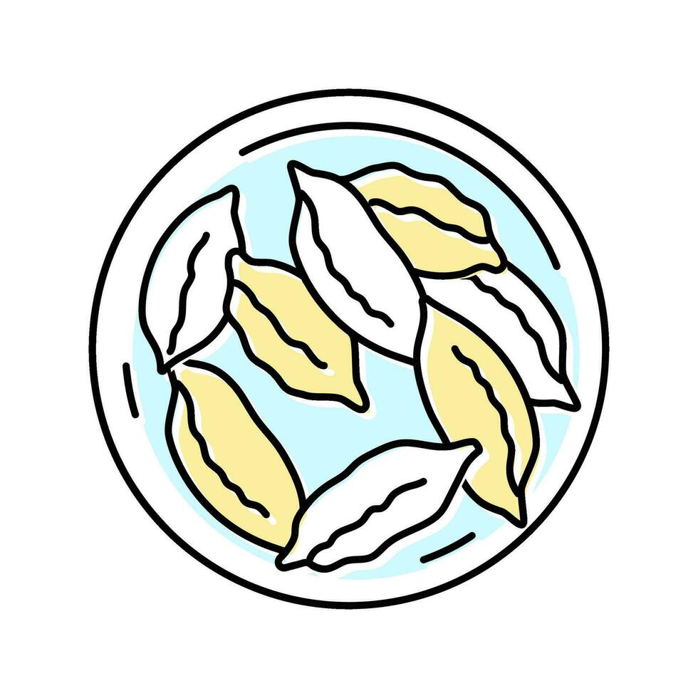 Gyoza japanisch Essen Farbe Symbol Vektor Illustration