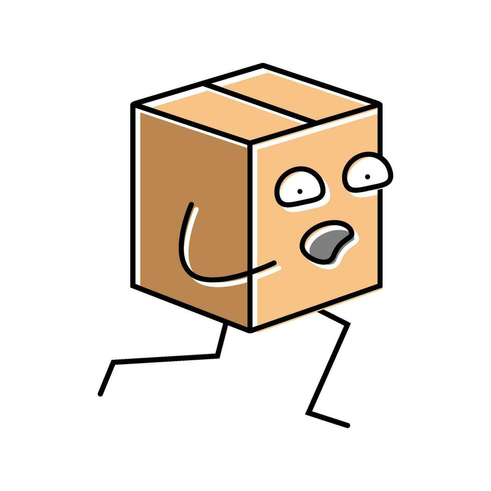 Lauf Karton Box Charakter Farbe Symbol Vektor Illustration