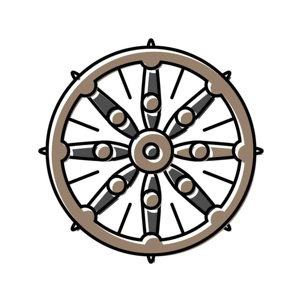 Dharma Rad Dharmachakra Farbe Symbol Vektor Illustration