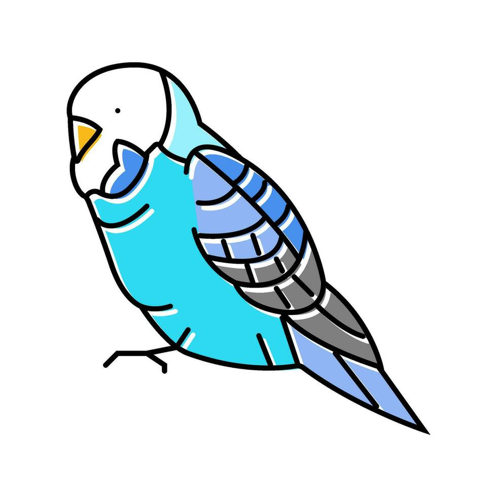 undulat parakit papegoja fågel Färg ikon vektor illustration