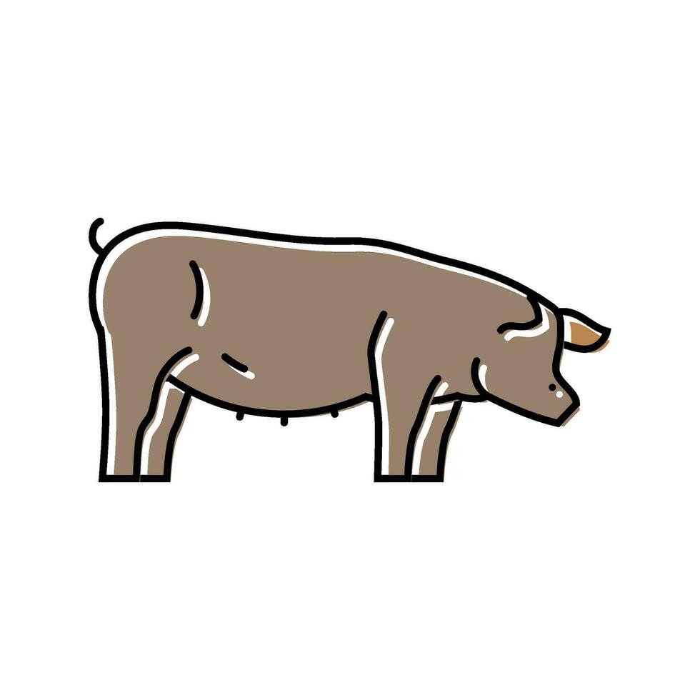 Schwein Feld Tier Farbe Symbol Vektor Illustration