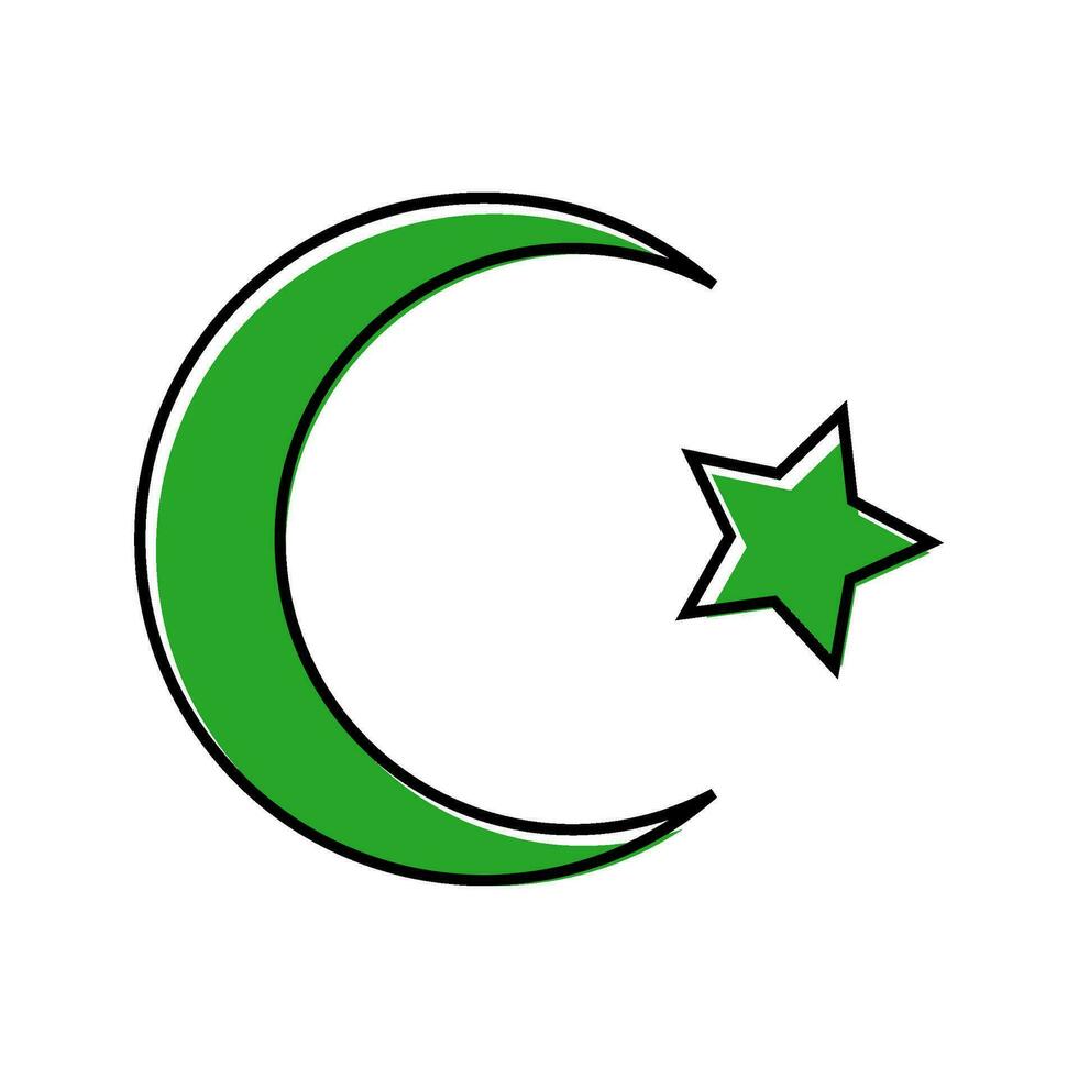 Halbmond Mond Islam Muslim Farbe Symbol Vektor Illustration