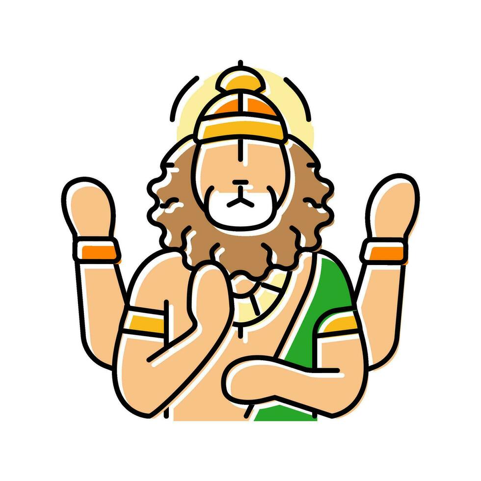 narasimha Gud indisk Färg ikon vektor illustration
