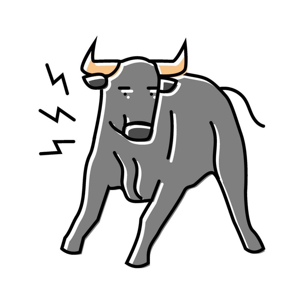 wütend Stier Tier Farbe Symbol Vektor Illustration