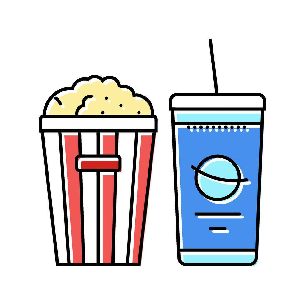 Popcorn Limonade trinken Farbe Symbol Vektor Illustration