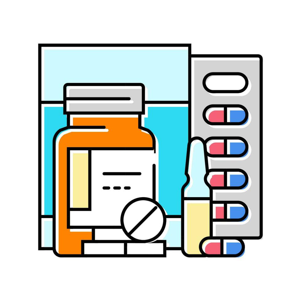 medicin förpackning apotekare Färg ikon vektor illustration