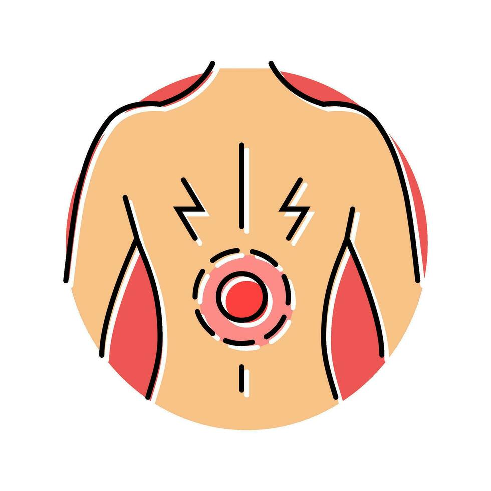 beständig tillbaka smärta sjukdom symptom Färg ikon vektor illustration