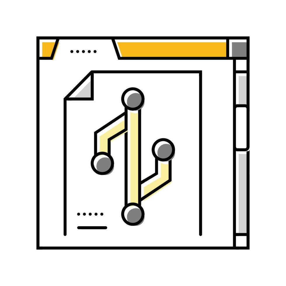 Ausführung Steuerung technisch Schriftsteller Farbe Symbol Vektor Illustration