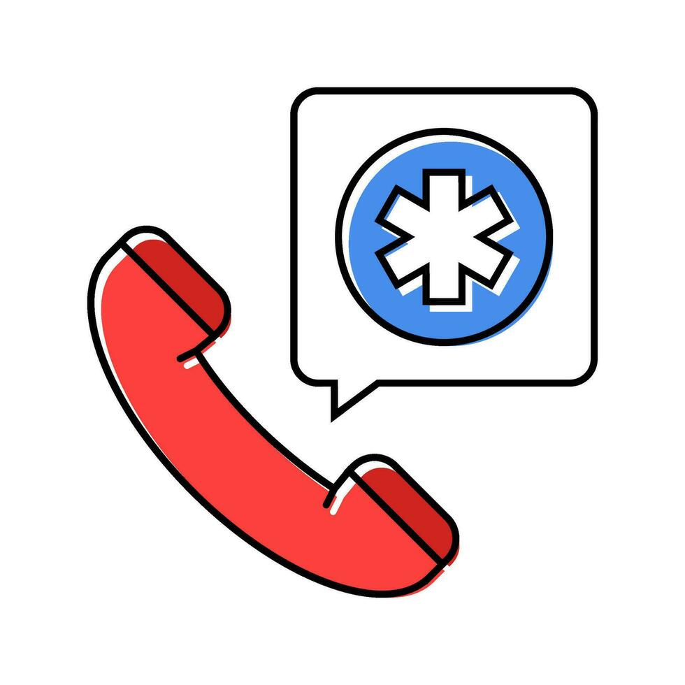 nödsituation ring upp ambulans Färg ikon vektor illustration