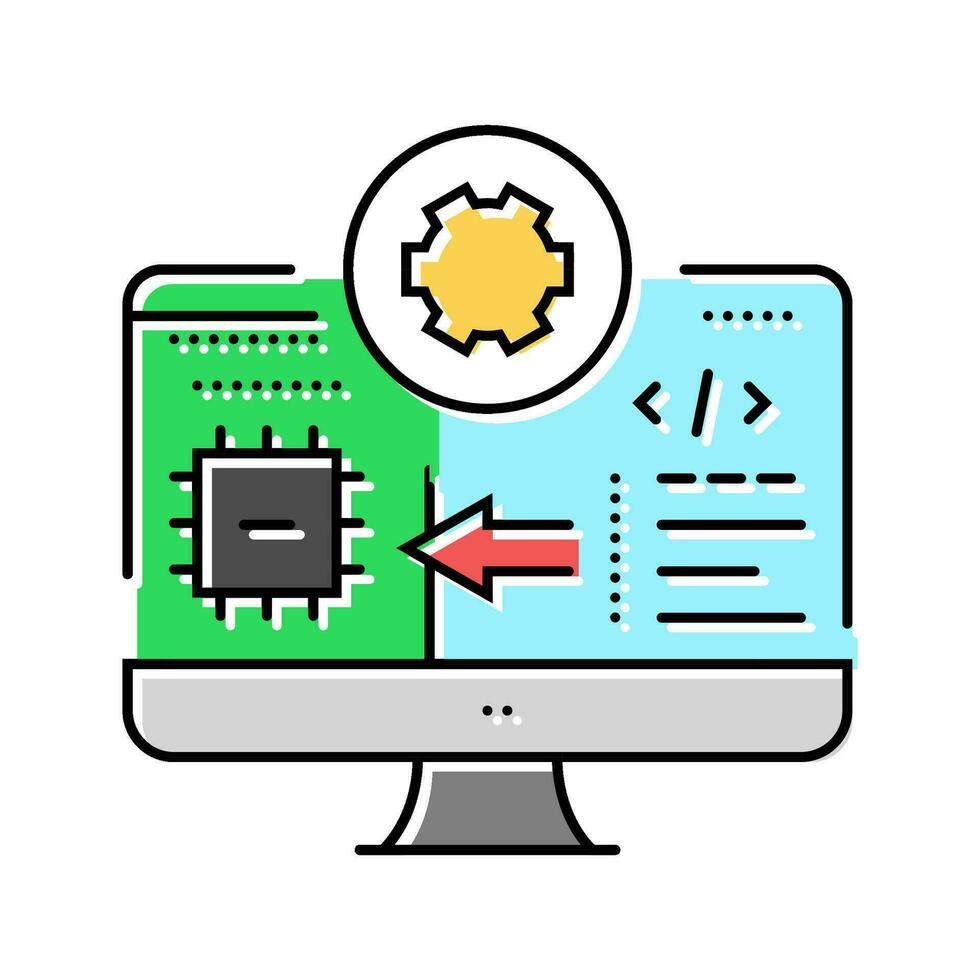 Mikrocontroller Programmierung Elektronik Farbe Symbol Vektor Illustration