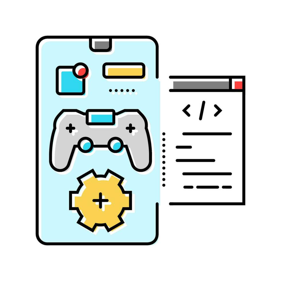 mobil utveckling spel Färg ikon vektor illustration