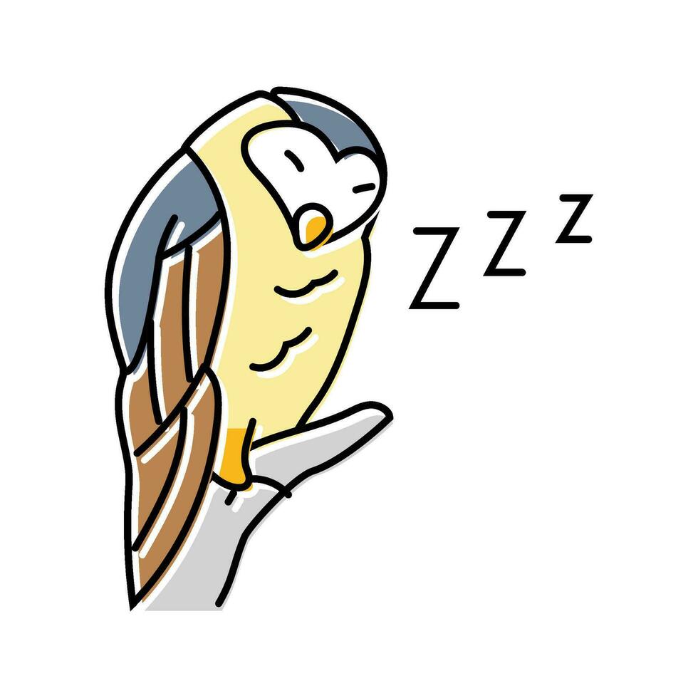 sömnig Uggla sömn natt Färg ikon vektor illustration